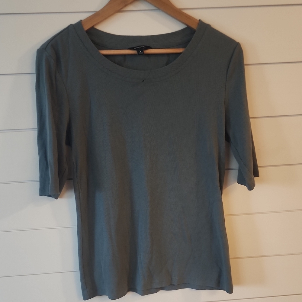 Banana Republic Scoop Neck Short Sleeve Top - Slate Green
